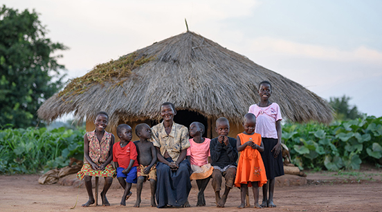 Family sat outside house - Chili project