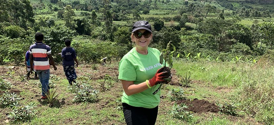 Jenni Gowdy taking part in Farm Africa's Thousand Trees challenge in Uganda