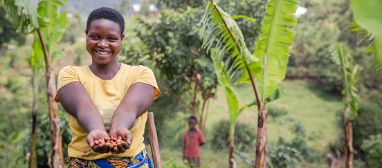 A coffee farmer working with Farm Africa in Uganda.