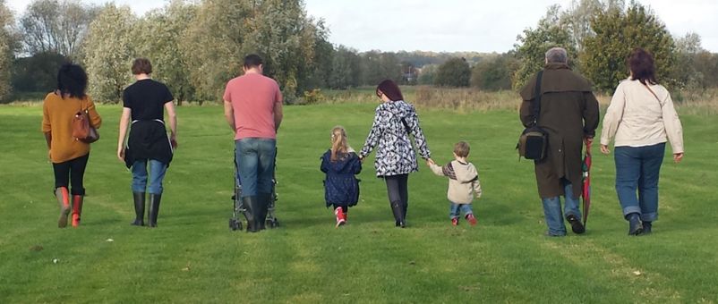 Friends and family taking part in a welly walk to give hunger the boot!
