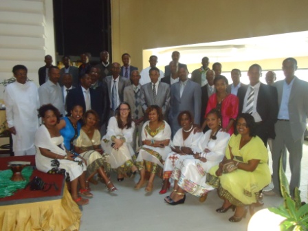 Farm Africa's staff in Ethiopia congregate at the Capital Hotel in Addis Ababa to celebrate Farm Africa's 25th anniversary in the country