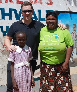 Ashley Palmer Watts visiting Farm Africa's aquaculture project on the shores of Lake Victoria