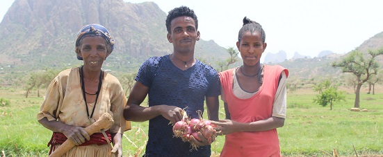 Aregawi grows vegetables on his newly irrigated land.