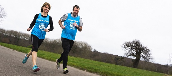 NFU President Minette Batters and Vice President Stuart Roberts training to the run the London Marathon for Farm Africa.