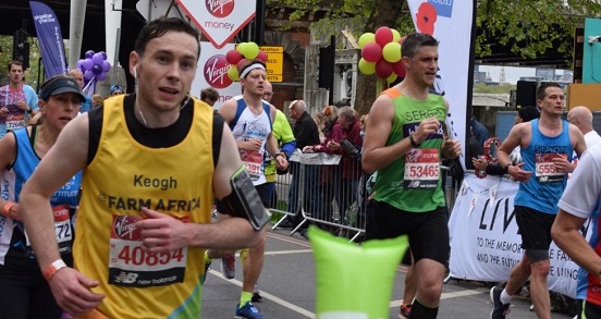 Owen Keogh running the 2019 London Marathon