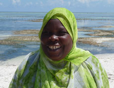 A member of the Matemwe women's seaweed farmers group